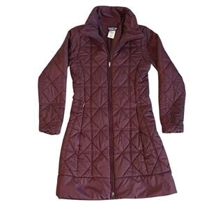 Patagonia Low Sky Parka Quilted Diamond Pattern Coat Sz XS Marron 2-way Zip